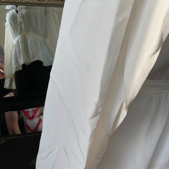 Cinq a Sept Tie-Neck Button-Up V-Neck Silk Peyton Blouse Long Sleeve Sz XS White - Picture 4 of 5